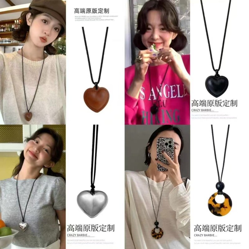 棕色爱心皮质项链|超1万次加购图片