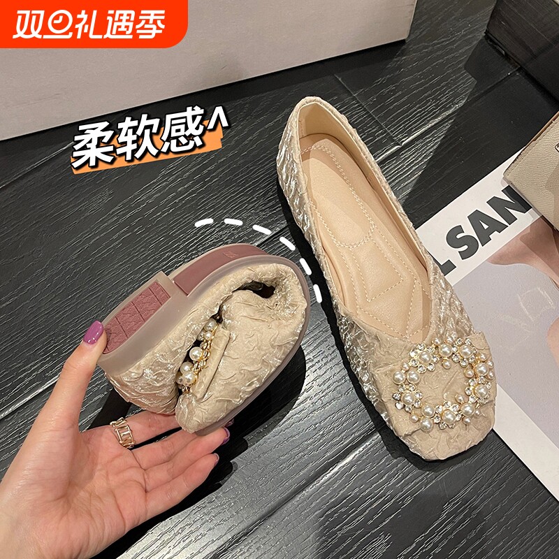 法式春季单鞋女平底鞋2025高级感新款浅口瓢鞋软底豆豆鞋不累脚