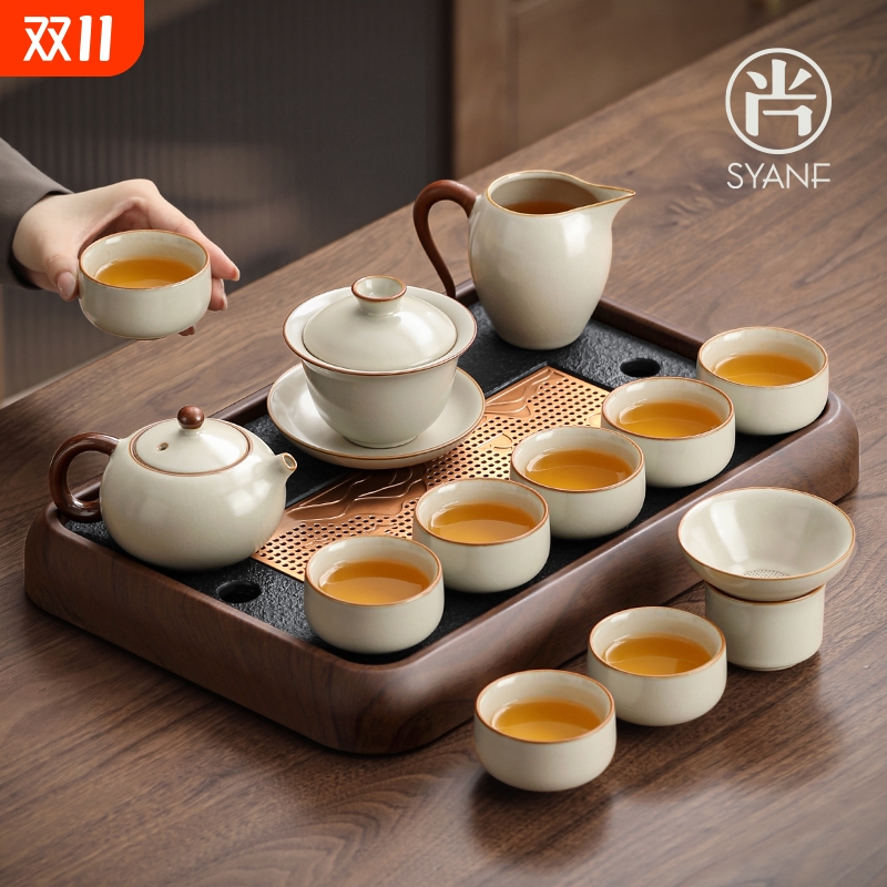 尚言坊汝窑功夫茶具套装家用