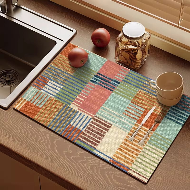 中式高级加厚厨房沥水垫台面保护硅藻泥吸水垫隔热垫餐垫咖啡机垫