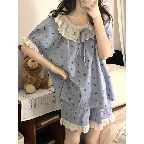 睡衣女款夏季云朵棉短袖公主风