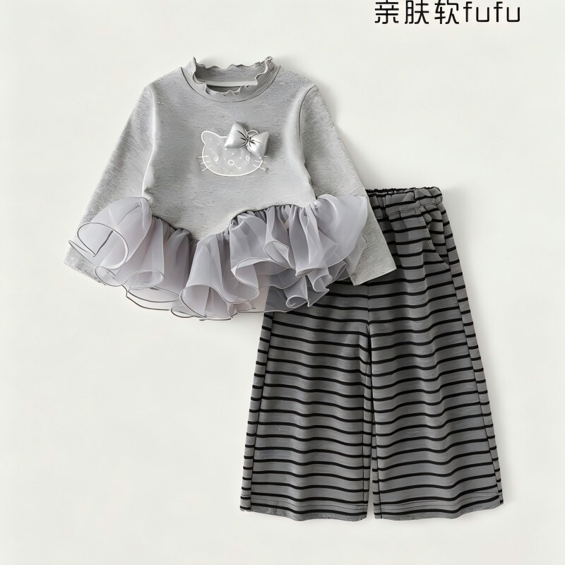 童泰款女童春装套装26洋气宝宝可爱衣服两件套条纹裤子儿童春季图片