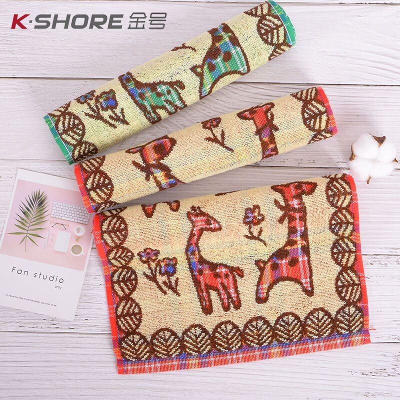 金号纯棉小毛巾可爱小鹿儿童学生薄款吸水柔软洗脸巾正品不掉毛