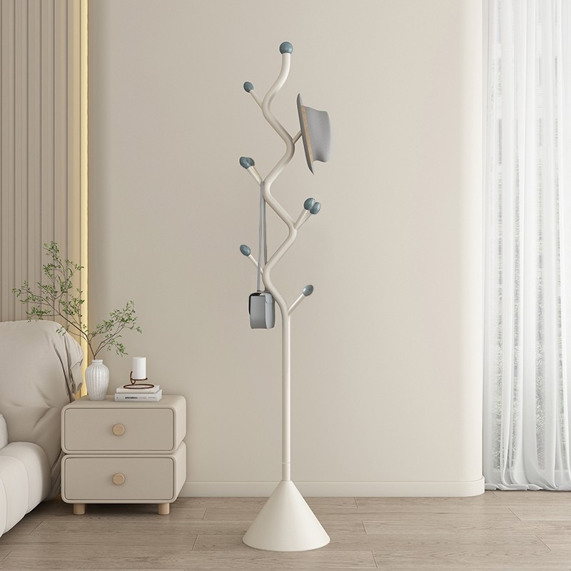 奶油风衣帽架卧室落地挂衣架床边放衣服收纳架子简易家用衣服架子