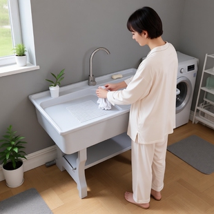 石英石洗衣池洗菜池一体台盆室外洗衣台盆庭院洗手盆双池水槽水池