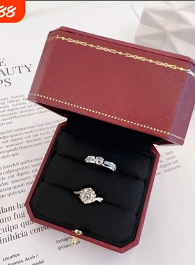 一克拉星织钻戒对戒结婚仿真假对戒结婚戒指仿真活口可调节假钻戒