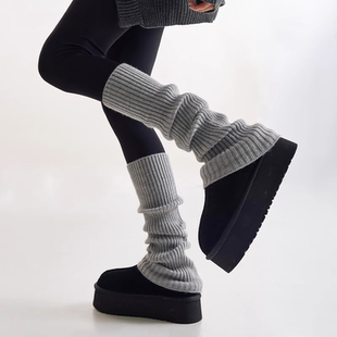 灰色百搭袜套堆堆袜秋冬季 保暖护腿中筒腿套 显瘦y2k小腿袜子女款
