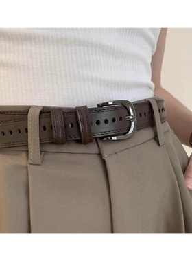 无需打孔皮带女款腰带棕色isn风牛仔裤裤带装饰百搭女士2024新款