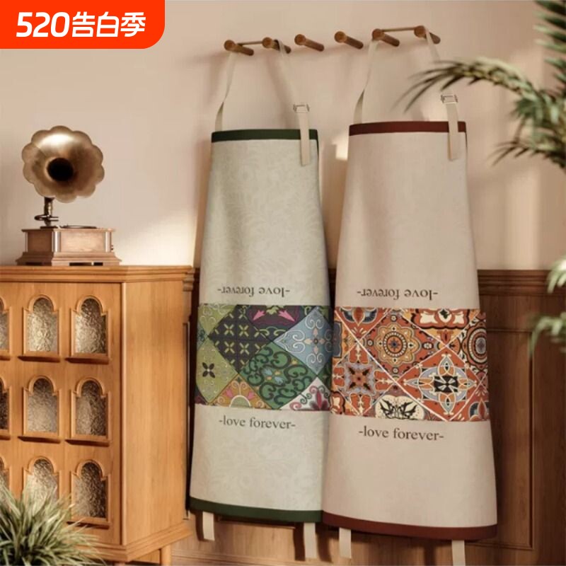 美式复古围裙厨房家用2025新款男女高颜值围腰耐脏做饭防水围裙