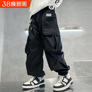 男童工装裤2025速干儿童新款防蚊裤中大童春秋长裤男孩裤子夏薄款