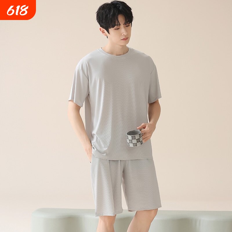 睡衣男款夏季短袖短裤冰丝男士2026新款夏天爆款可外穿家居服套装