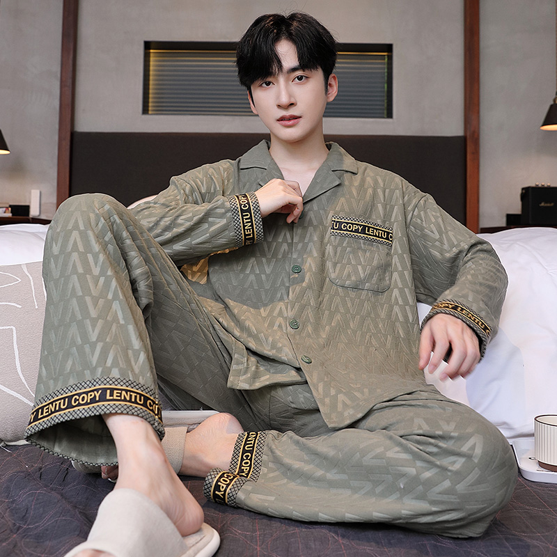 睡衣男冬季德绒加厚薄绒保暖套装