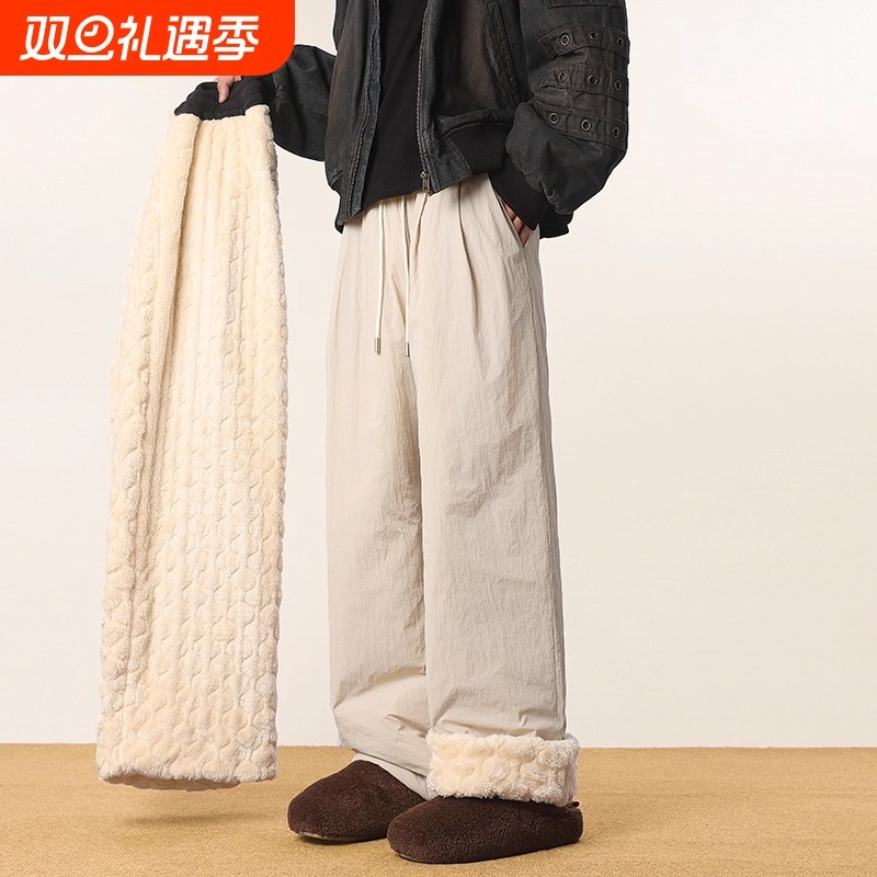 东北羊羔绒外穿棉裤女冬季加绒超厚裤子防水防风漠河防寒羽绒裤