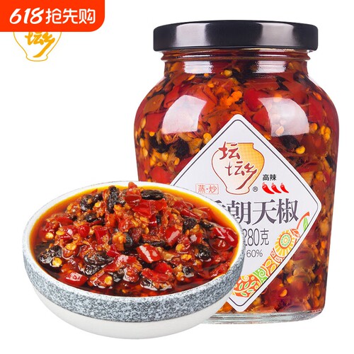 坛坛乡剁辣椒辣椒酱蒜香朝天椒280g豉香拌饭酱剁椒鱼头拌面下饭菜