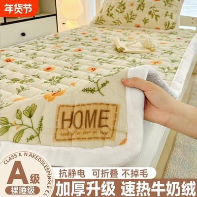 新款冬季牛奶绒床垫褥子软垫家用加厚保暖学生宿舍铺垫被加绒床褥