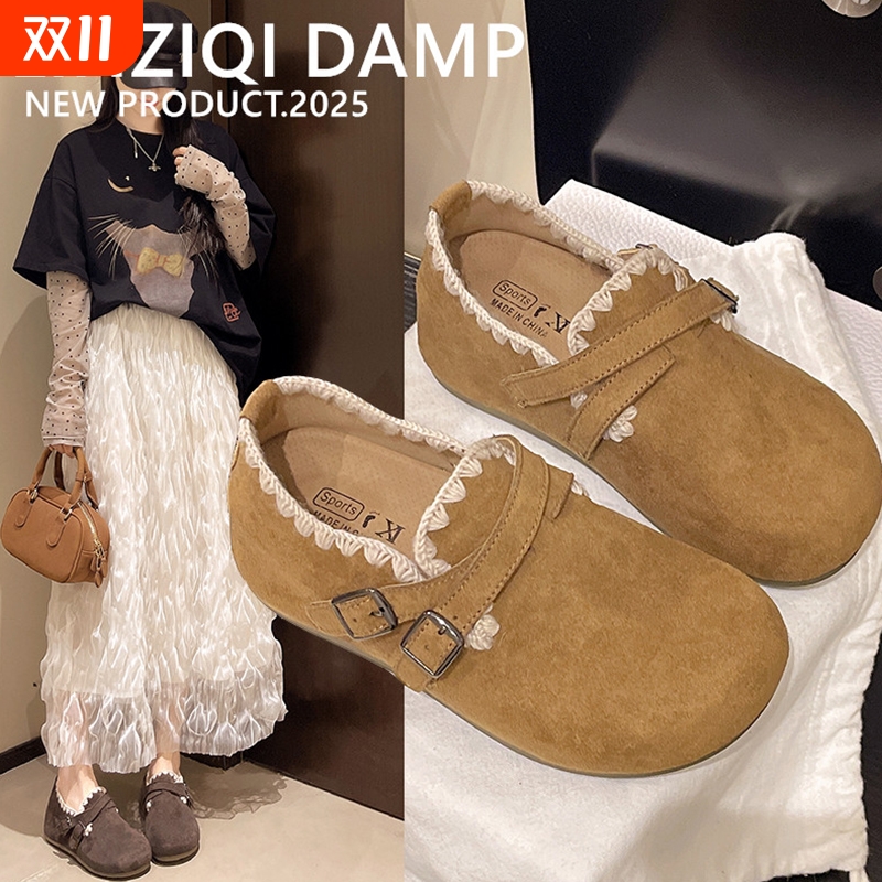 厚底内增高超火一脚蹬勃肯鞋女秋季外穿2025新款休闲全包勃肯单鞋