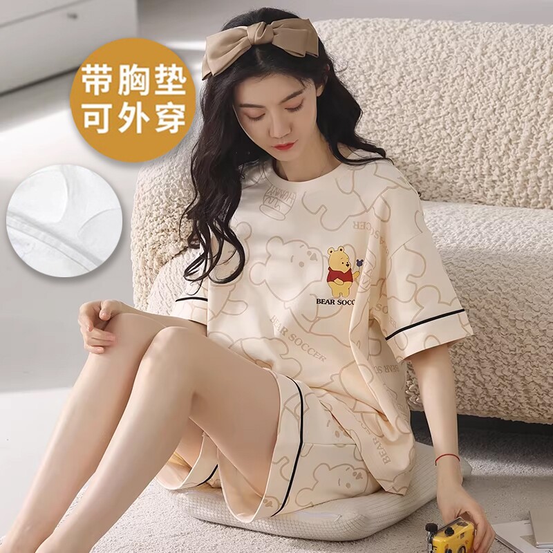 睡衣女夏季短袖2026年新款夏天薄款卡通女士可外穿软萌家居服套装