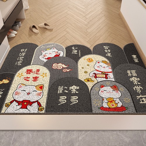 卡通入户门丝圈除尘防滑脚垫