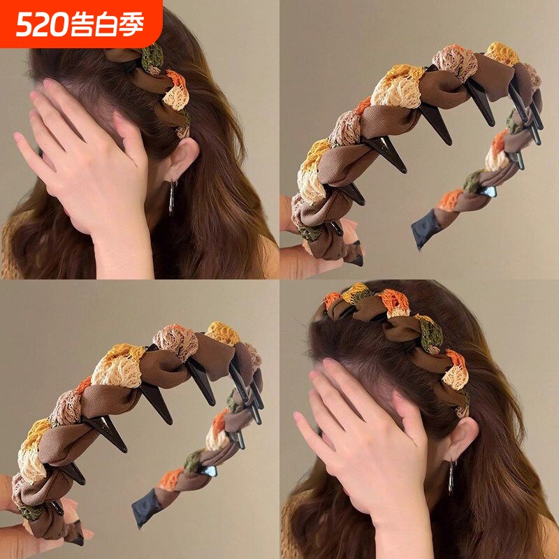 2026春款高颅顶带齿发箍女简约布艺百搭防滑发卡日常外戴头箍发箍