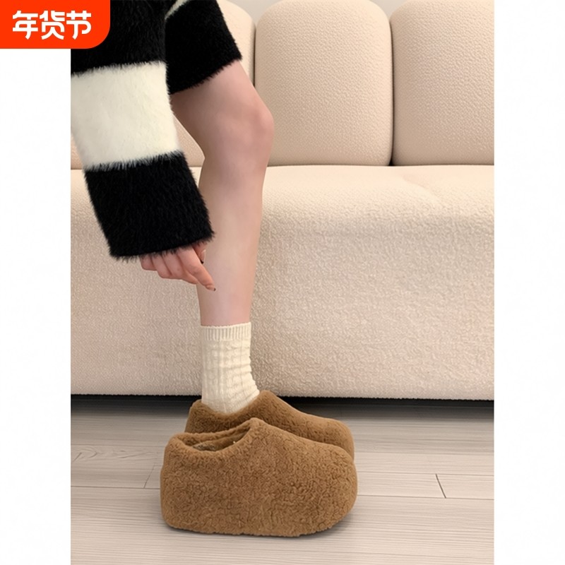 厚底内增高加绒保暖勃肯鞋毛毛鞋女冬外穿2025新款雪地靴面包棉鞋,女鞋,棉鞋,淘宝优惠券,粉丝福利购,淘宝优惠卷