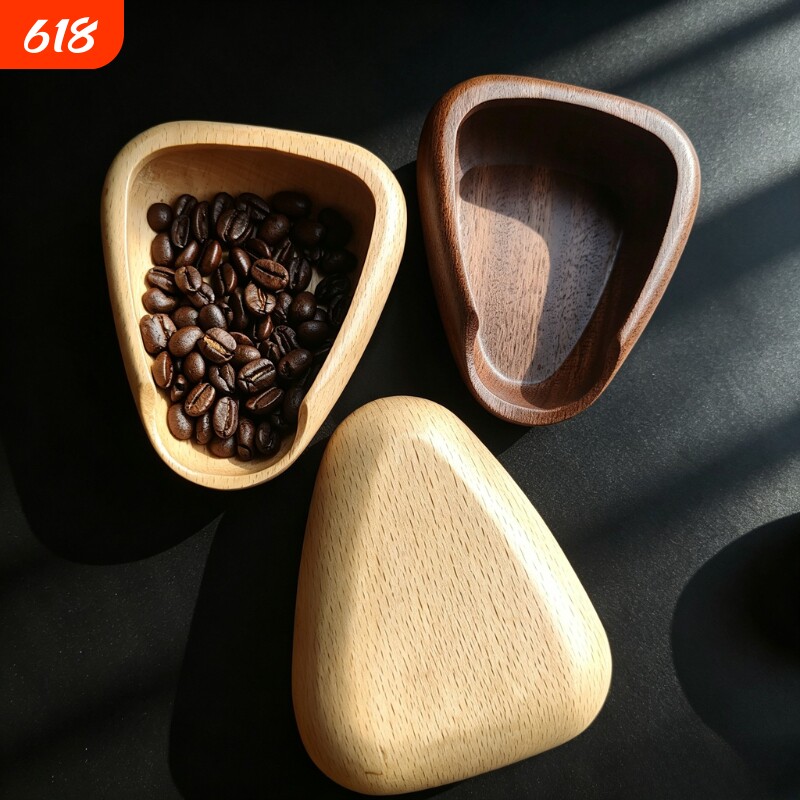 新款甄选实木咖啡豆秤豆碟称量盘茶叶勺防静电喷雾咖啡接粉盘