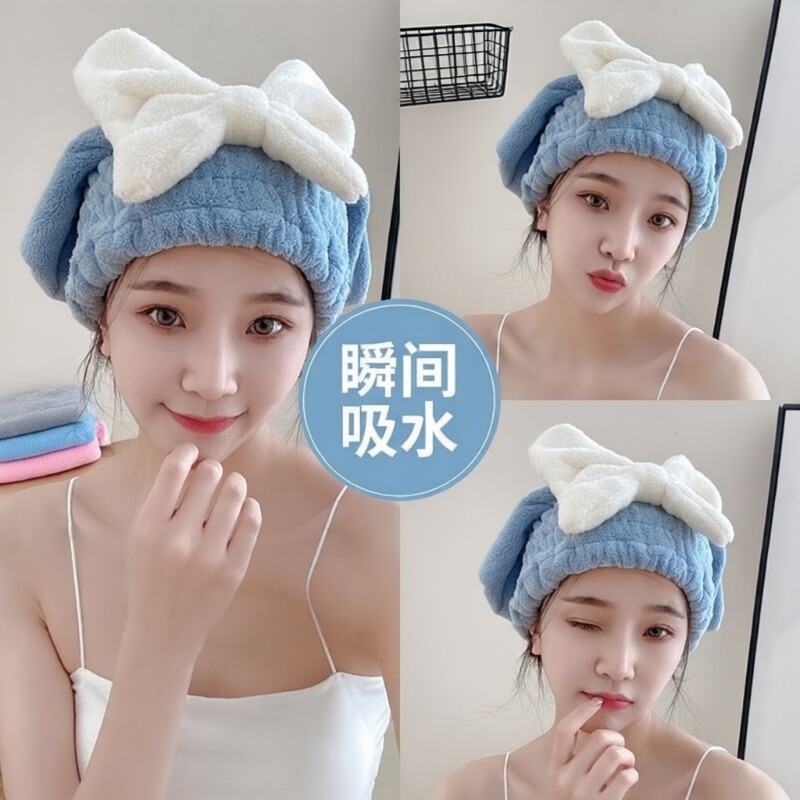 洗头干发帽超强吸水速干帽加厚干发巾不掉毛包头巾蝴蝶结短发长发
