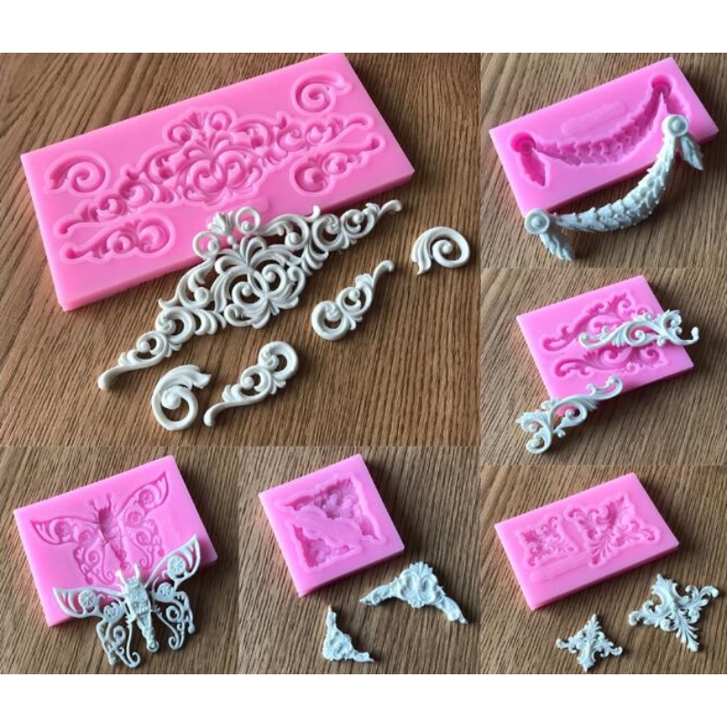 蕾丝装饰硅胶烘焙工具多款花边翻糖蛋糕模具