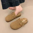 一脚蹬孕妇加绒棉拖鞋 厚底毛毛勃肯鞋 女秋冬包头半拖外穿2025新款