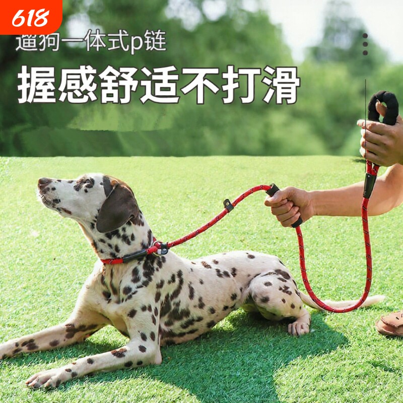 P绳狗狗牵引绳子小中大型犬专业训犬防爆冲金毛萨摩耶宠物遛狗P链