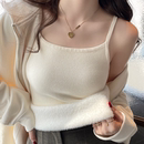 显瘦白色打底保暖上衣 内搭修身 加绒吊带加厚小背心女秋冬新款 西装