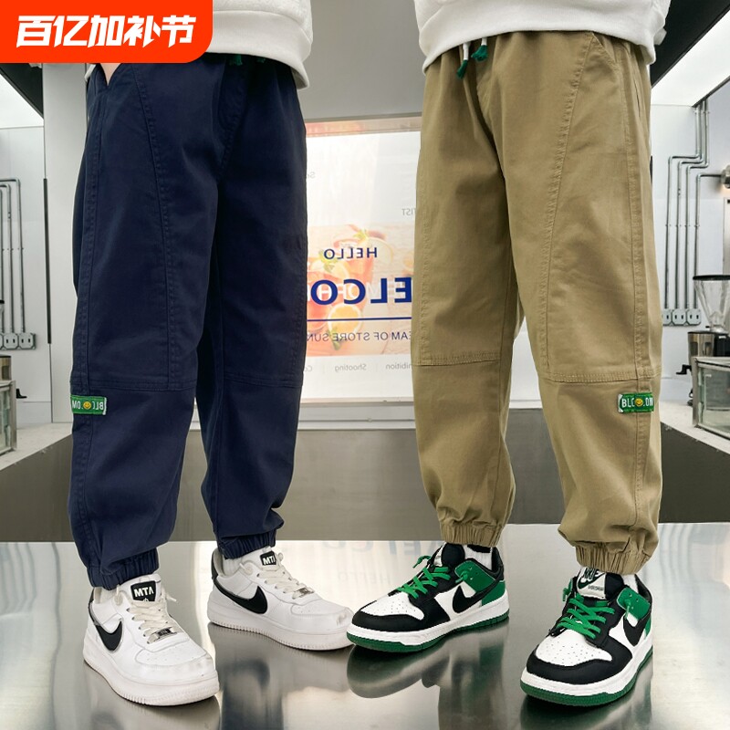 男童裤子春秋2025新款冬季加绒儿童工装裤中大童男孩休闲裤帅气潮