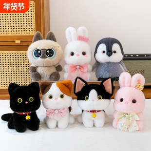 新品三花猫咪桌伴娃娃玩偶陪伴学习搭子摆件暹罗猫德文公仔玩具礼