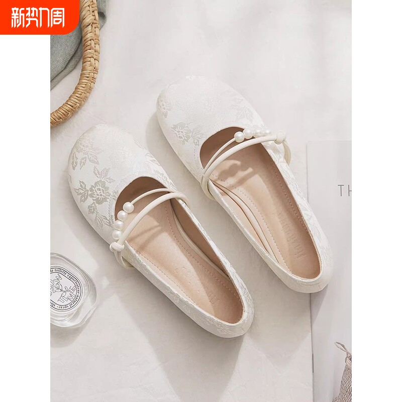 新中式法式版绝美国风配旗袍玛丽珍鞋温柔风羊皮浅口女单鞋配裙子