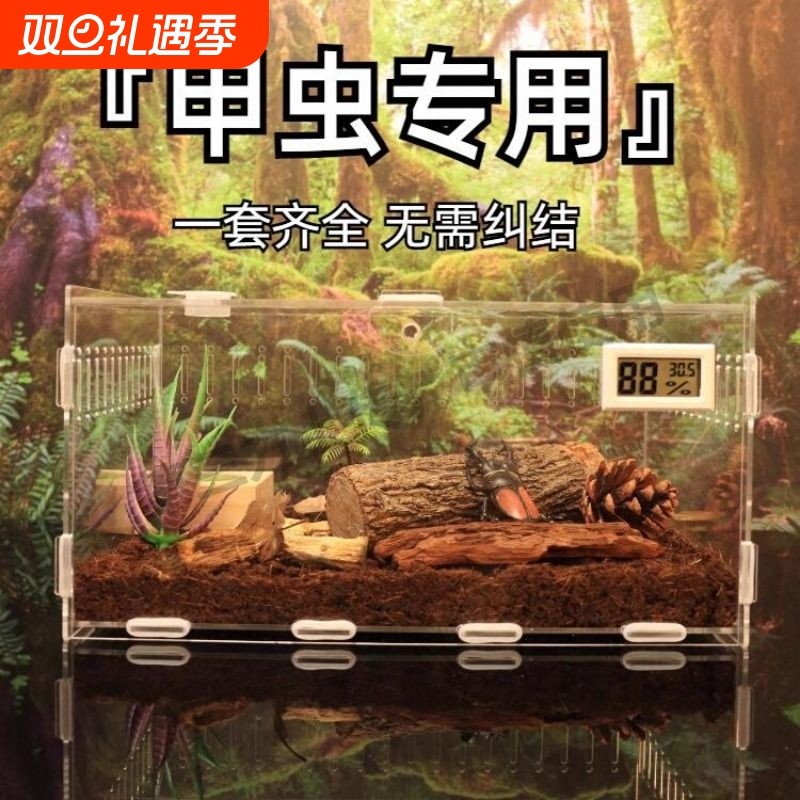 独角仙饲养盒套餐亚克力锹甲虫饲养盒箱大兜虫昆虫蜗牛蜘蛛爬宠盒