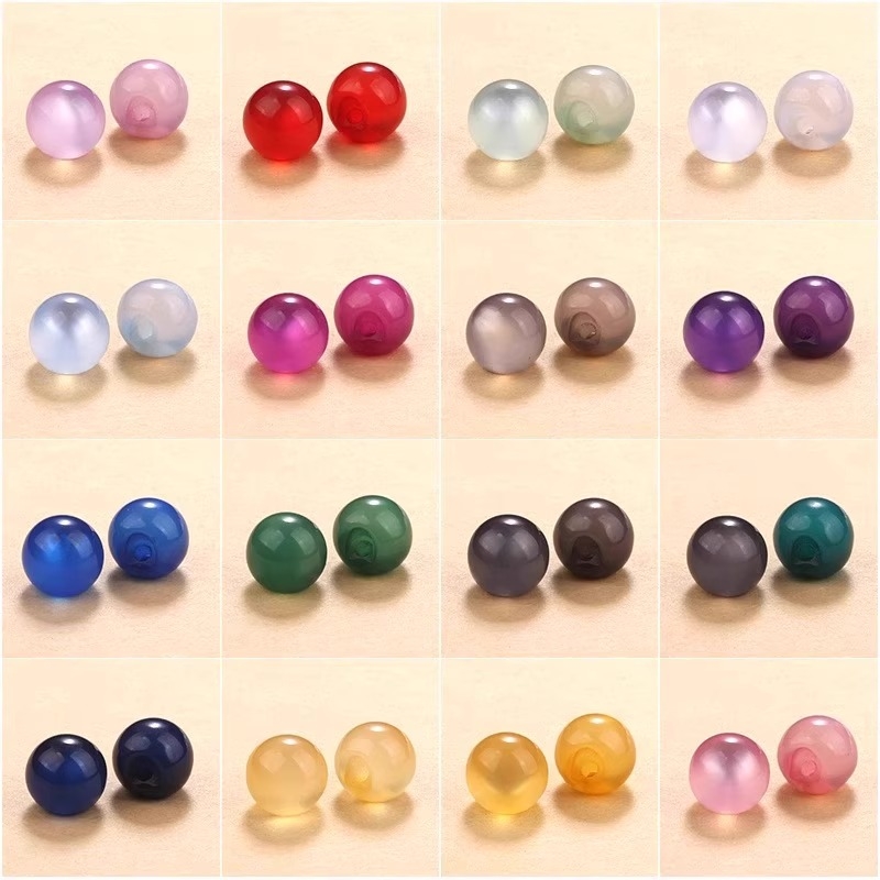 盘扣扣子玉石小纽扣新中式珠子装饰配件灰色绿色红色紫色蓝色旗袍