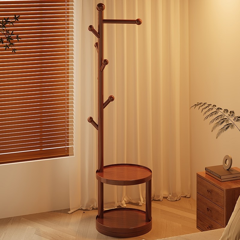 实木旋转衣帽架落地衣架卧室家用置物架立式衣服架子客厅挂衣架子