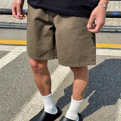 美式复古户外休闲直筒百搭显瘦夏季五分裤男女cleanfit牛仔短裤