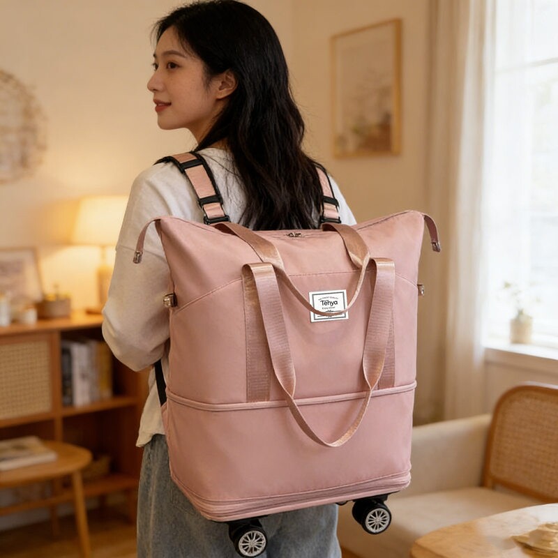 旅行包万向轮轮子的大容量可折叠式拉杆行李箱收纳袋女双肩行李包