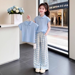 女童套装夏季2026新款儿童洋气短袖T恤大童夏装休闲POLO衫两件套