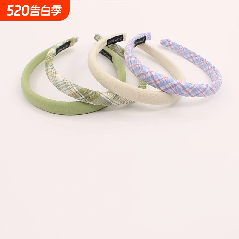 网红复古发箍格子头箍纯色发卡新款法式夏季ins韩国甜美气质发饰