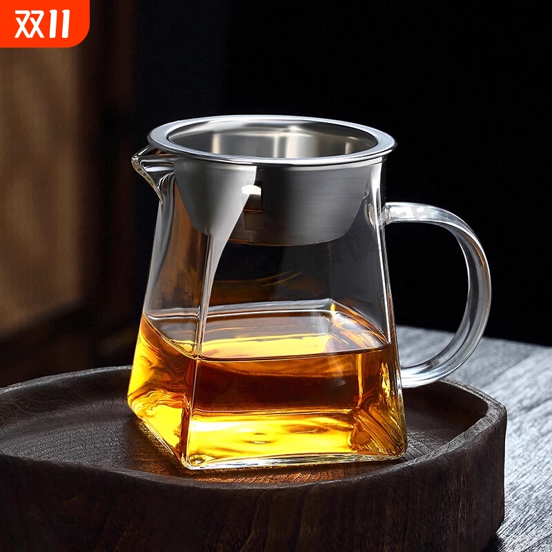 玻璃茶具高硼硅公杯大小号温加厚玻璃耐热公道杯茶漏过滤网分茶器