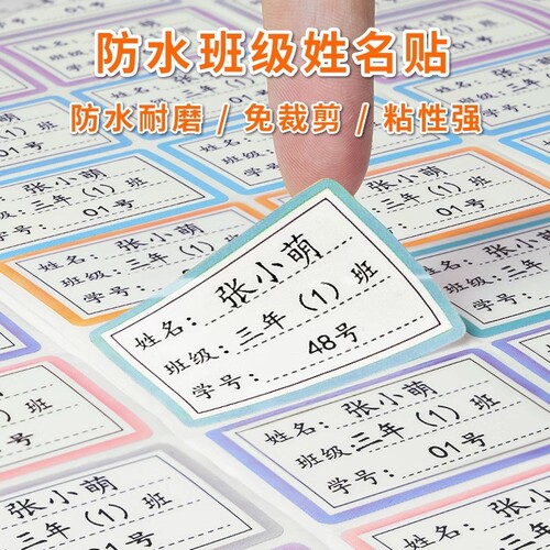 小学生班级名字贴防水防撕水杯幼儿园一年级姓名贴透明标签贴专用