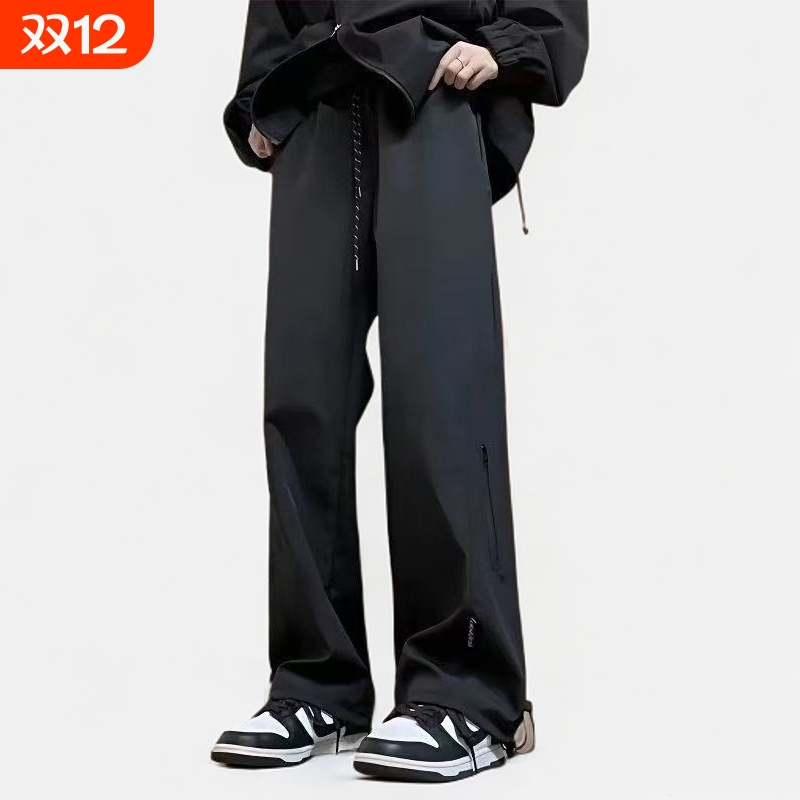 美式机能宽松休闲裤男款防风防水速干抽绳户外运动工装裤薄款春秋