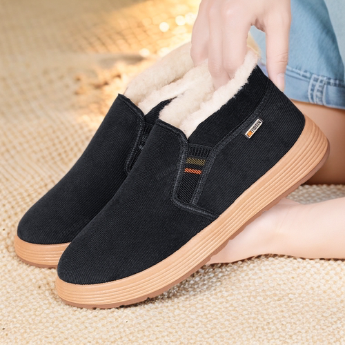 冬季老北京棉鞋男雪地靴男冬加绒加厚保暖中老年一脚蹬短靴子防滑