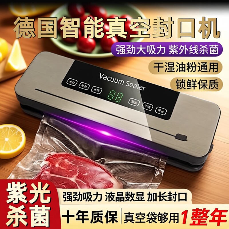 德国真空封口机小型家用抽真空真空机保鲜塑封食品包装全自动密封