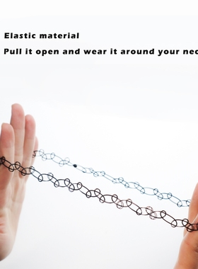 颈带项圈学生纹身脖饰女欧美编织松紧弹性项链鱼线女锁骨链