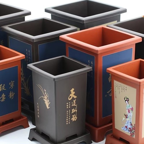 树脂花盆中国风古典仿紫砂兰花盆