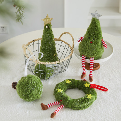 圣诞节装饰品花环精灵圣诞树装饰挂件布艺姜饼人娃娃汽车挂件礼物