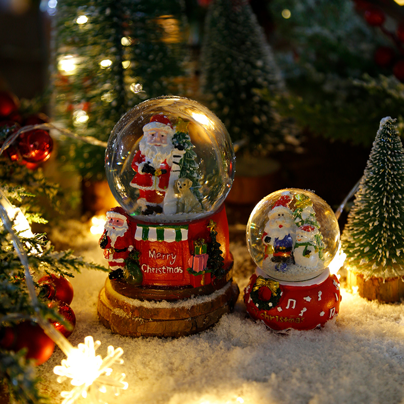 圣诞节装饰品发光圣诞老人水晶球