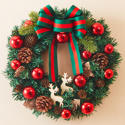 圣诞花环装饰品藤圈门挂场景布置